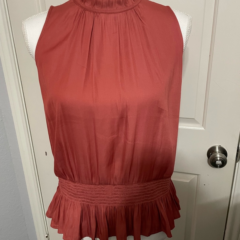 Ann Taylor Dusty Rose Sleeveless Peplum Blouse